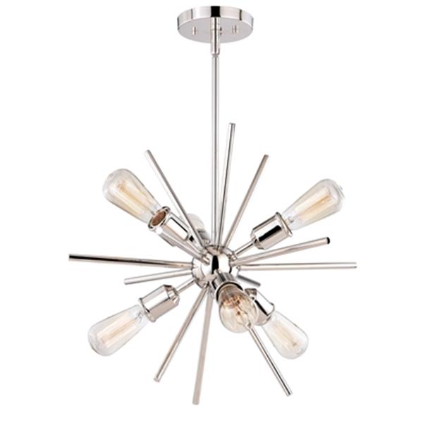 Cascadia Estelle 6-Light Nickel Mid-Century Modern Sputnik Pendant Light