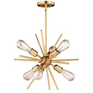 Cascadia Estelle 6-Light Brass Mid-Century Modern Sputnik Pendant Light