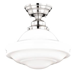 Cascadia Huntley 12-in Nickel Farmhouse Semi Flush Ceiling Light