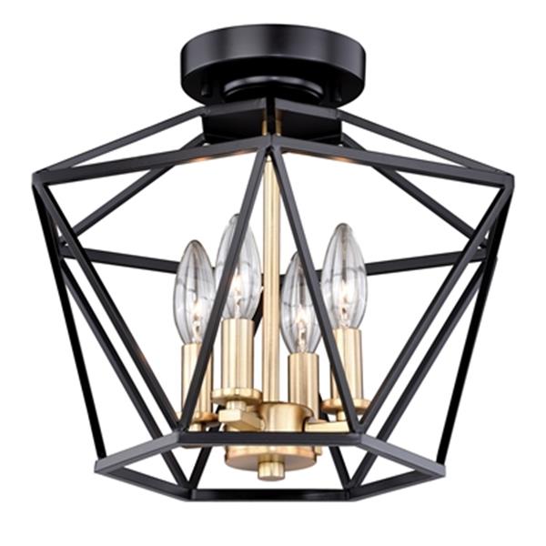 Cascadia Turin 4-Light Bronze Cage Candle Semi Flush Mount Ceiling Light