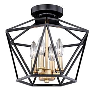 Cascadia Turin 4-Light Bronze Cage Candle Semi Flush Mount Ceiling Light