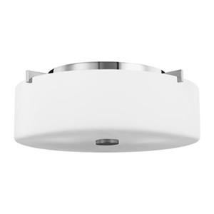 Generation Lighting 2-Light White Opal Glass with Steel Arms Flush Mount Ceiling Light