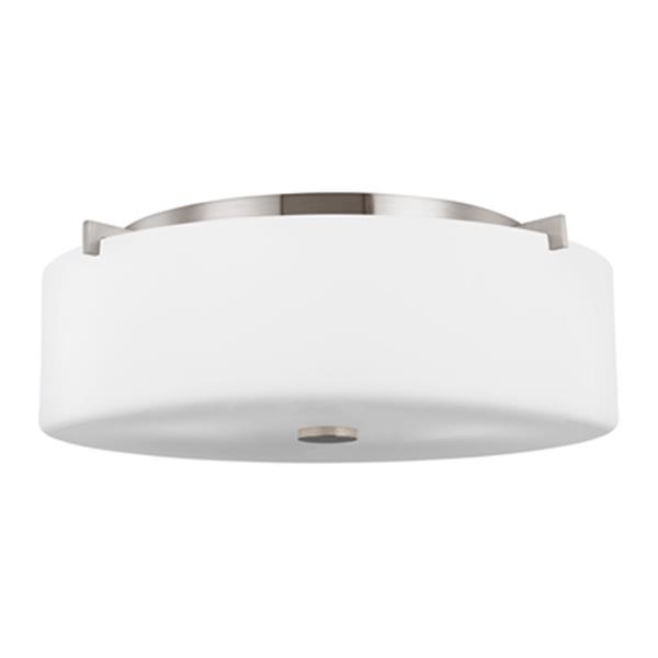 Generation Lighting Sunset Drive 6.25-in x 16-in Brushed Steel 3-Light Flush Mount Light