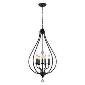 Warehouse of Tiffany Amriana 5-Light 18-In Black Cage Pendant