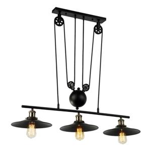 Warehouse of Tiffany Chorne 3-Light Pulley Adjustable Chandelier - Black