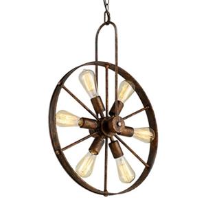 Warehouse of Tiffany Saralin Rustic Wagon Wheel Chandelier - 6-Light - Copper