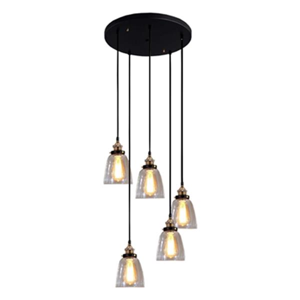 Warehouse of Tiffany Euna 5-Light Black Adjustable Cord Pendant