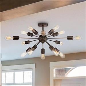 Warehouse of Tiffany Noemi 15-in x 36-in Bronze 15-Light Flush Mount Light