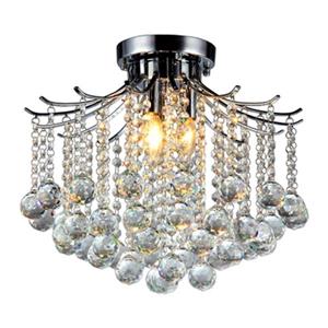 Warehouse of Tiffany 16-in x 18-in Chrome 3-Light Crystal Jewel Flush Mount Light