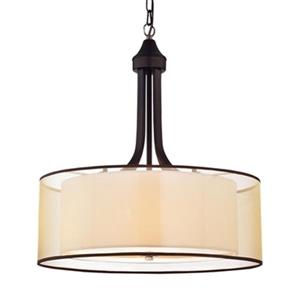 Warehouse of Tiffany Laurel Creek Briar Tan Metal/Fabric  4-Light Pendant Light