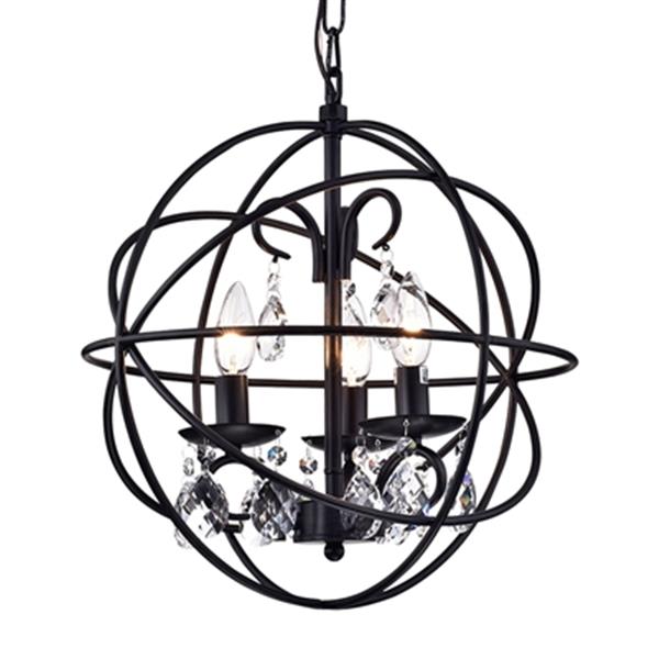 Warehouse of Tiffany Tess 3-Light Black Crystal Chandelier