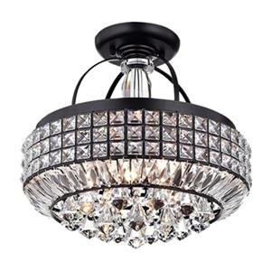 Warehouse of Tiffany Pamarin 15.25-in x 15-in Antique Black 4-Light Round Semi-Flush Mount Light