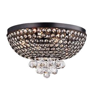 Warehouse of Tiffany Drimil 7-in x 14.5-in Antique Bronze 4-Light Crystal Flush Mount Light