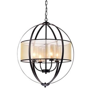 Warehouse of Tiffany Bastien Bronze/White Metal/Fabric 4-Light Globe Pendant Light