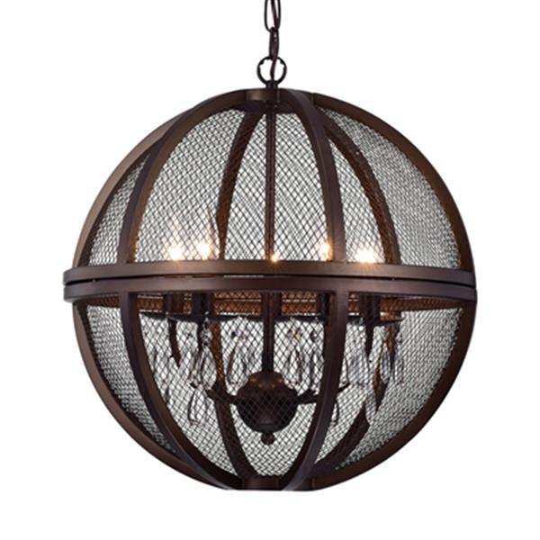 Warehouse of Tiffany Manin Bronze 5-Light Caged Globe Pendant Light ...