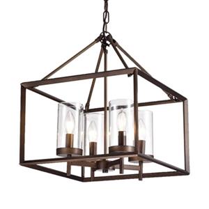 Warehouse of Tiffany Esich Bronze Metal/Glass 4-Light Pendant