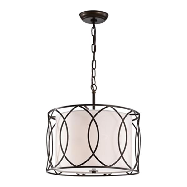 Warehouse Of Tiffany Gisnao Tan 3 Light Caged Drum Pendant Light Rl8242ab Rona