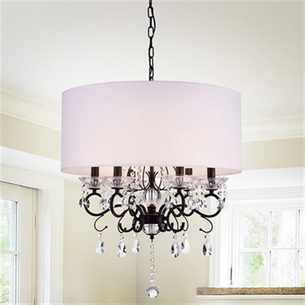 Warehouse of Tiffany Ninian 6-Light Chandelier with Fabric