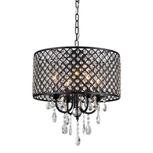 Warehouse of Tiffany Monet 4-Light Black Crystal Round Chandelier