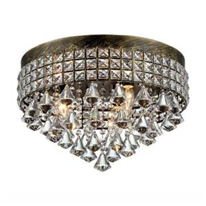 Plafonnier Melly, 3 Lumières, Bronze et Cristal, 16"