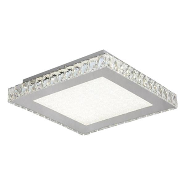 Design Living Stainless Steel Frame with Square Clear Crystal Flush Mount LED Light