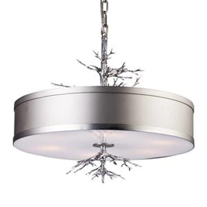 Design Living Antique Silver Leaf Tree Branch Drum Pendant Light