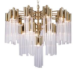 Design Living 3-Tier Gold and Glass Tube Chandelier