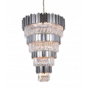 Design Living 8-Tie8-Tier Shiny Nickel and Crystal Chandelierr Shiny Nickel Crystal Chandelier