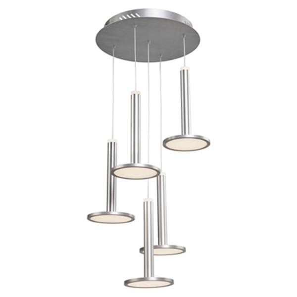 Artcraft Lighting Aurora Collection 14-in x 10-in Brushed Aluminum 5-Light LED Pendant Light