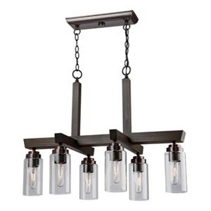 Artcraft Lighting Home Glow 17.5-in Distressed Pine Brown 6-Light Chandelier