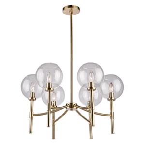 Lustre Hamilton, 6 lumières, laiton satiné