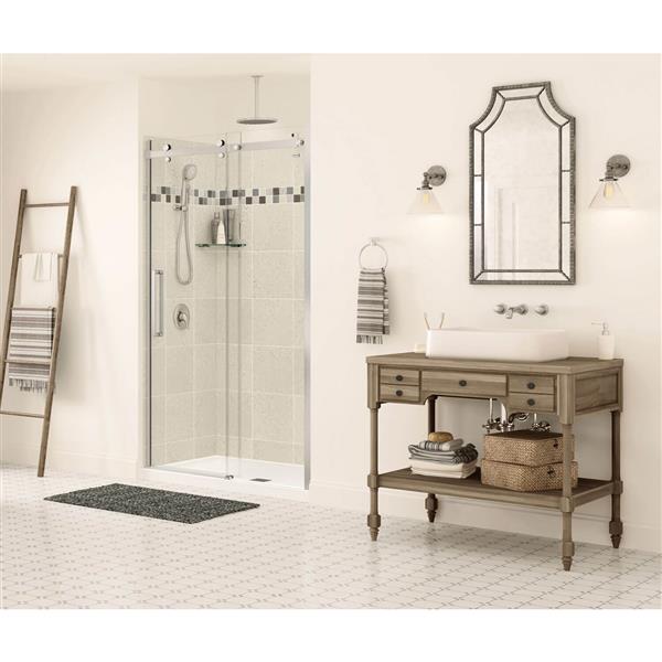 Maax Halo 45 47 In X 79 In Brushed Nickel Clear Shower Door