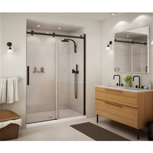 MAAX Halo 57 to 59-in x 79-in Dark Bronze Clear Glass Shower Door