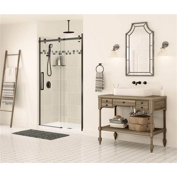 Porte de douche Halo par MAAX de 45 à 47 po x 79 po en bronze foncé avec verre transparent