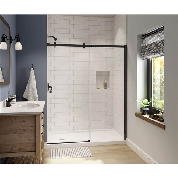 MAAX Luminescence 59-in x 71-in Dark Bronze Clear Glass Shower Door