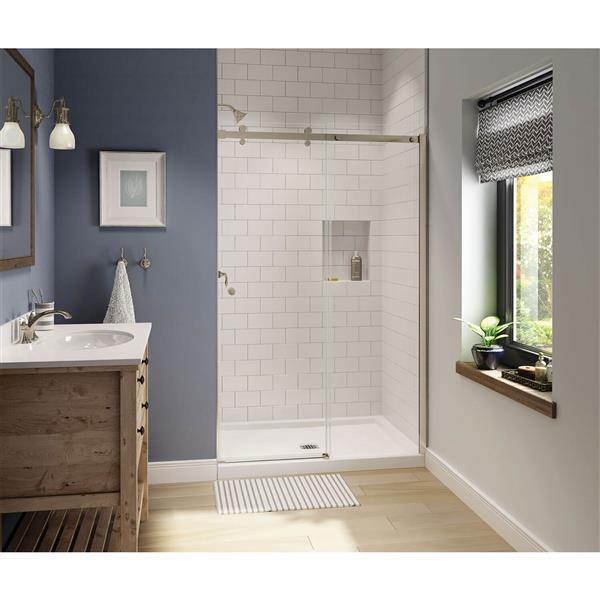 MAAX Luminescence Clear 47-in x 71-in Brushed Nickel Shower Door
