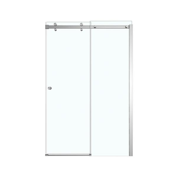 MAAX Luminescence Clear 47-in x 71-in Brushed Nickel Shower Door