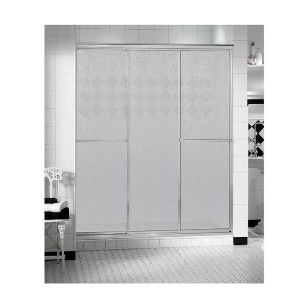 MAAX TriplePlus 56 to 58in x 66in Chrome Raindrop Glass Shower Door