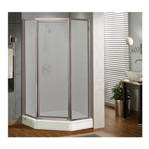 MAAX Silhouette 36-in x 70-in Chrome Raindrop Glass Pivot Shower Door