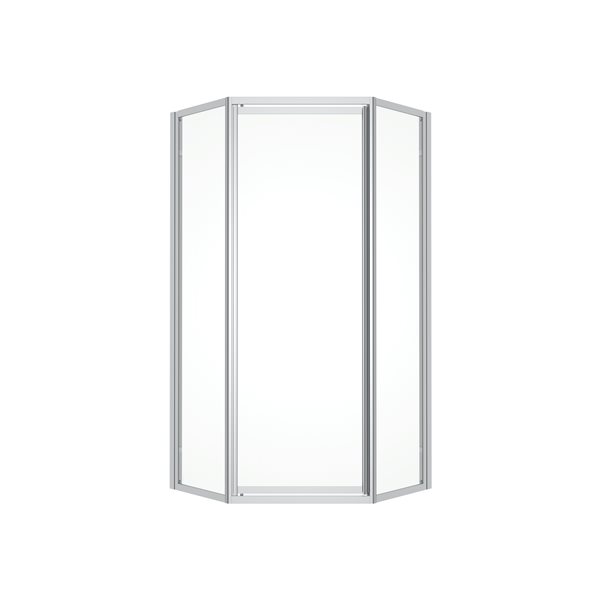MAAX Silhouette 36-in x 70-in Neo-Angle Chrome Clear Glass Shower