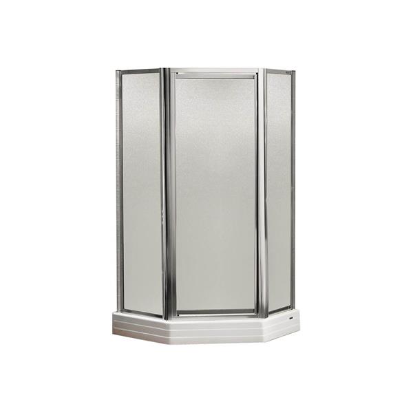 MAAX Silhouette Plus 40-in x 70-in Neo-Angle Chrome Shower Door with Hammer Glass