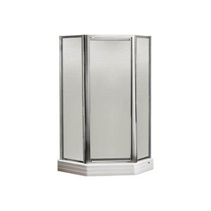 MAAX Silhouette Plus 40-in x 70-in Neo-Angle Chrome Shower Door with Hammer Glass