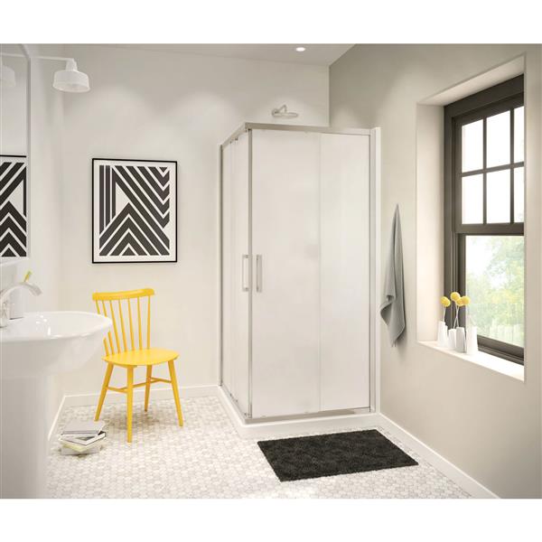 MAAX Radia Square 32-in x 72-in Nickel Mistelite Shower Door