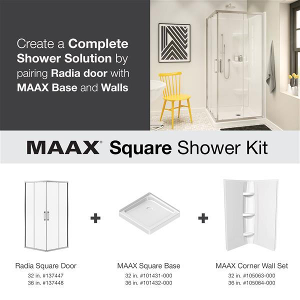 MAAX Radia Square 32-in x 72-in Nickel Mistelite Shower Door