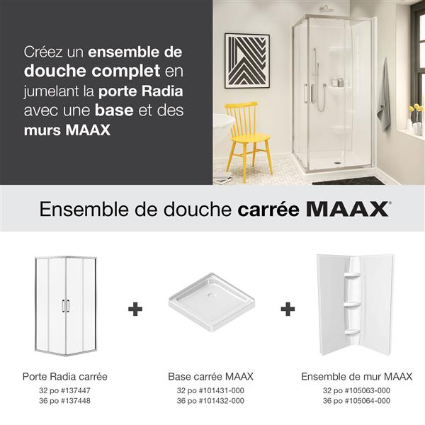 MAAX Radia Square 32-in x 72-in Nickel Mistelite Shower Door