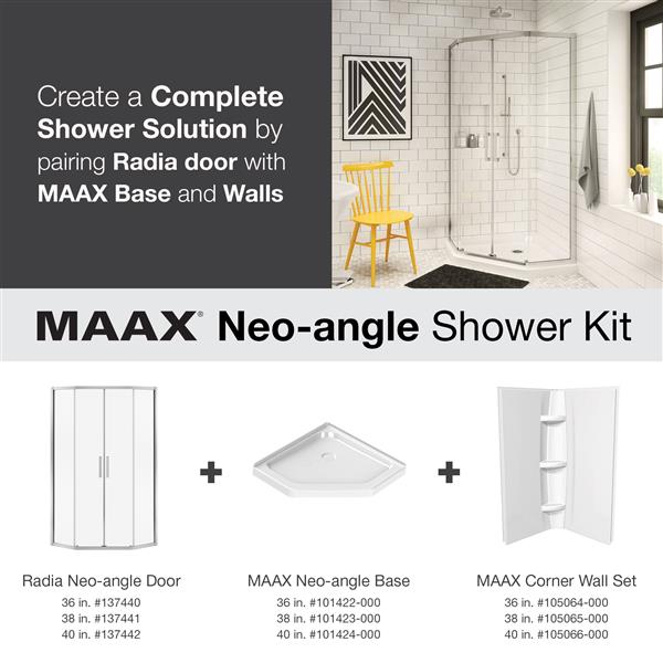 Maax Radia Neo Angle 38 In X 72 In Nickel Mistelite Shower Door Rona