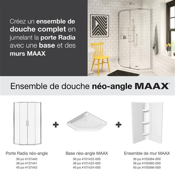 MAAX Radia Neo-Angle 38-in x 72-in Nickel Mistelite Shower Door | RONA