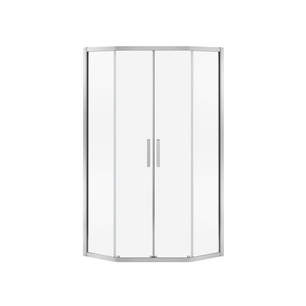 MAAX Radia 38-in x 72-in Semi-Frameless Neo-Angle Chrome Clear Glass Shower Door