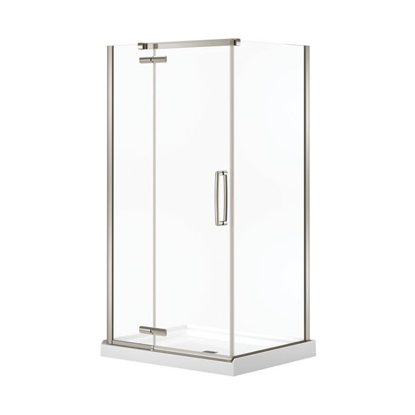 MAAX Hana 34-in x 42-in x 75-in Brushed Nickel Shower Door