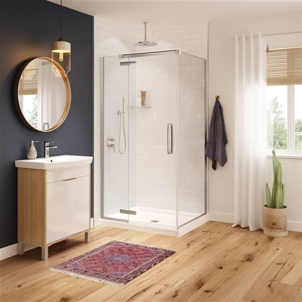 MAAX Hana 34-in x 42-in x 75-in Chrome Shower Door